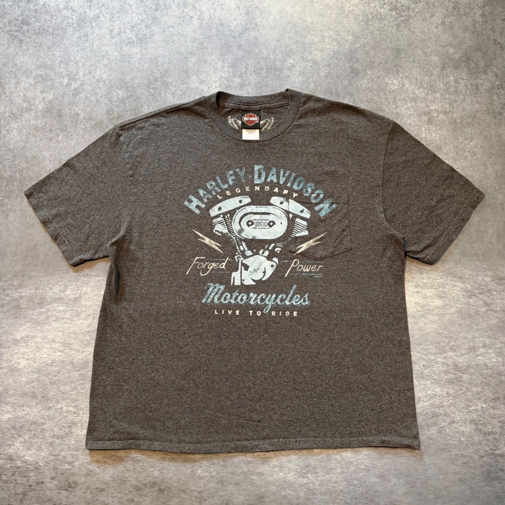 Harley Davidson Shirt Mens XL Gray Pocket Forged Power New Orleans Tee